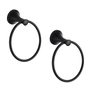 BVL 2 Pack Black Towel Ring Hand Towel Holder Ring Hanger for Bathroom Accessories Kitchen Metal Round Towel Holder Wall Mounted