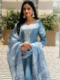 Libas Women'S Pure Cotton Kurta Set (353500R Blue L