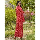 Anni Designer Women'S Rayon Blend Straight Bandhej Printed Kurta With Pant (Nesta Red_S_Red_Small),Red,S,Rayon Blend,Regular,Kurta