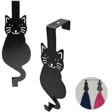 Evelots 2 Pack Over The Door Hook/HangerCoat/Jacket Organizer, Towel Holder, Kitty Cat ShapeBlack IronHolds 20 Lbs.