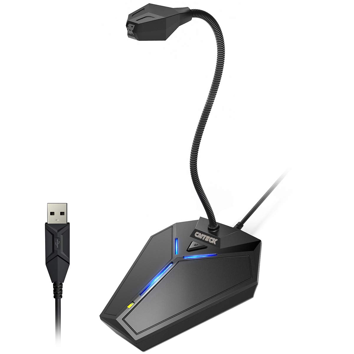 CMTECK USB Computer Microphone, Plug &Play Desktop Omnidirectional Condenser PC Laptop Mic, Mute Button with LED Indicator, Comp