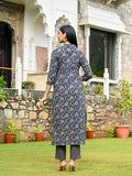 Gosriki Women'S Rayon Blend Straight Printed Kurta With Pant (Ommy Blue-Vks01-Gs_S_Blue_Small),Blue,,B0DCKBKC5Y