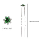 BETITETO 40 Pcs U-Shaped Flower Rhinestone Hair Pins Crystal Hair Accessories for Bridal Wedding Party Girls' Sweet Sixteen (Gre