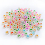 200+ Pieces 4x7mm Colorful Luminous Round Heart Pattern Beads Mixed Plastic Shape Loose DIY Beads for Jewelry Making Bracelets N