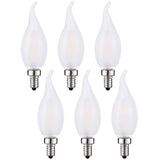 Frosted LED Candelabra Bulbs 60 Watt Flame Tip Chandelier Light Bulb, 6W Smooth Dimmable 3000K Soft White Frosted Glass with E12