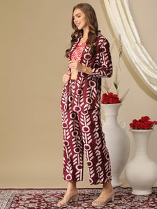 Gosriki Women'S Cotton Blend Printed Ethnic Co-Ord Set (Raiden Wine-Gs_L_Wine_Large),Wine,,B0D3BYX55B