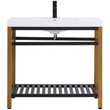Elegant Decor Raya 36 Single Resin Top Metal Bathroom Vanity In Gold And Black