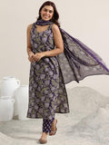 Libas Women'S Cotton Blend Kurta Set (400343R_Purple