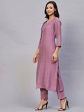 Gosriki Women'S Cotton Blend Straight Embroidered Kurta With Pant (Miti Wine-Nw-Gs_S_Wine_Small),Wine,,B0C5JR2SW6