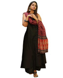 Gosriki Women'S Rayon Viscose Solid A-Line Kurta With Palazzo & Dupatta (Umika Black-Gs_M_Black_Medium),Black,,B0F6NMGY13