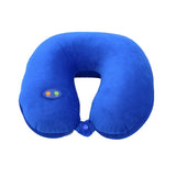 Ez Life Microbeads Vibrating UShape 6 Modes Travel Massage Pillow Blue Neck Pillow For Travelling Or Flight, Neck Support P