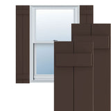 Ekena Millwork 10 3/4W x 28H True Fit PVC Two Board Joined Board-n-Batten Shutters, Raisin Brown (Per Pair - Hardware Not Includ