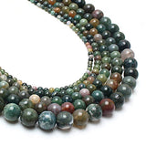Yochus 45pcs Round Loose Polish Indian Agate Beads for Bracelet Beads