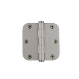 Grandeur Hardware 819966 3.5 Button Tip Residential Hinge with 5/8 Radius Corners in Satin Nickel, 3.5 x 3.5
