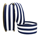 Ribbon Bazaar Grosgrain Mono Stripes 7/8 inch Navy by The Yard 100% Polyester Ribbon