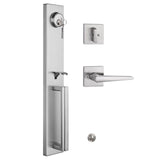 NEWBANG Silver Entry Door Lever Handleset Square Solid Single Lock Set for Front & Entrance Door with Satin Nickel Finished,MDHS