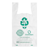 200 Count - Biodegradable & Reusable T-Shirt Bags with Handles - Extra Heavy Duty 57 Micron (2.25 mil) White Shopping, Retail, F