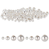 DELORIGIN 95pcs 925 Sterling Silver Beads Jewelry Making 4 Sizes Smooth Round Beads Seamless Ball Spacer S925 Silver Loose Round