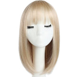 HSPCYGG Bob Wigs Short Daily Blonde Wig with Bangs 14 Straight Synthetic Halloween Costume Cosplay Wigs for Women