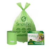 Simply Bio 1.6 Gallon Compostable Trash Bags Liners Handle, Heavy Duty Extra Thick 0.6 Mil, 6.06 Liter, 50 Bags, Small Kitchen F
