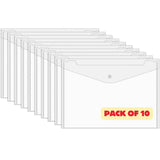 Staprico A4 Document File Clear Bag with Nametag Stickers | Transparent Document Organizer Bag | A4 Plastic Folders for Document