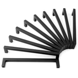 KOOFIZO Solid Square Bar Cabinet Handle - Black Furniture Pull, 6.3 Inch/160mm Screwhole Distance, 10-Pack for Kitchen Cupboard 