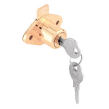 PrimeLine U 9947 Diecast Drawer and Cabinet Lock, Fits 7/8 Inch Max Panel Thickness, Brass Plated, Set of 1