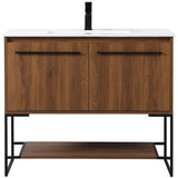 Elegant Decor Gerard 40 Single Porcelain Top Bathroom Vanity In Walnut Brown