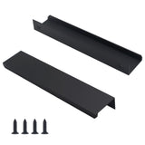 HANIHUA 30 Pack Modern Kitchen Cabinet Handles, Black Finger Pulls for Cabinets 5.9inch/150mm Length, Matte Black Edge Cabinet P