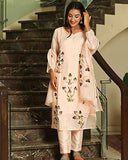 Gosriki Women'S Cotton Blend Straight Printed Kurta With Pant & Dupatta (Bursh-Peach-Nw-Gs_4Xl_Peach_Xxxx-Large),Peach,4,B0BWFLVX3T