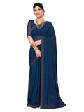 Satrani Womens Pure Georgette Saree (3321S161N_Teal Blue)