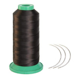 Young Hair 1700 Meters Elastic Nylon Sewing Thread 3pcs 9cm Curl Needles for Wig Making(Dark Brown)