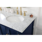 Elegant Decor Rhodes 60 Coastal Solid Wood Double Bathroom Vanity In Blue