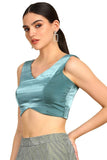 Soch Womens Teal V-Neck Tissue Princess Line Padded Blouse Teal 34