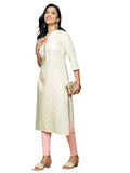 rangita Off White Rayon Calf Length Embroidered Straight Kurti for Women | Kurta for Women_XL