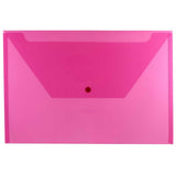 JAM PAPER Plastic Envelopes with Snap Closure - Legal Booklet - 9 3/4 x 14 1/2 - Fuchsia Pink - 12/Pack