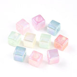 Ornazy 200Pcs 12mm UV Plating Rainbow Cube Beads Large Hole Square Acrylic Beads for Jewelry Making Necklace DIY Crafts