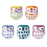 Elecrelive 5Pcs Ceramic Owl Beads Colorful Animal Spacer Beads Porcelain Painted Charms 17x15x13mm for DIY Bracelets Earring Nec