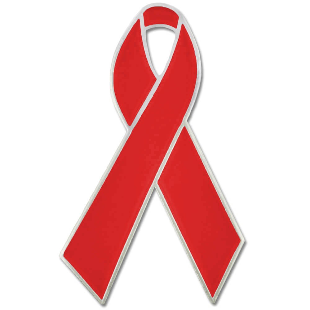 PinMart Awareness Enamel Lapel Pin - Nickel Plated Red Ribbon Pin - Heart Disease Prevention and Awareness Ribbon - Jewelry Broo