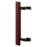 PrimeLine C 1190 Sliding Glass Door Pull Handle, 61/2 In. to 65/8 In. Hole Centers, Black Diecast Supports, Wood Handle (Sing