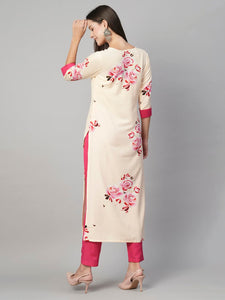 Gosriki Women'S Cotton Blend Printed Straight Kurta With Pant (Tissa Cream-Nw-Gs_Xl_Cream_X-Large),Cream,,B0C8FN96X6