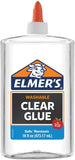 Elmers Clear Liquid School Glue, Slime Glue, & Craft Glue | Large 16 Ounces for School Supplies & Slime Supplies | Washable Glu