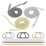Immijwell Handbag Chain Strap, 3 Pcs Bag Metal Replacement Chains Shoulder Strap Chain With 6 Pcs D Rings For Purse Clutch Bag W