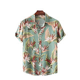 LookMark Men's Cotton Blend Casual Beach Wear Shirts | Stylish Printed Shirts for Men | Comfortable Summer Wear | Party Vacation & Daily Casuals (Pack of 2) (Printed Shirt Blue Leaf-Garden-S),Blue-Green-02