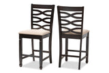 Baxton Studio Lanier Modern and Contemporary Sand Fabric Upholstered Espresso Brown Finished Wood Counter Height Pub Chair Set
