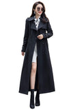ebossy Womens Double Breasted Duster Trench Coat Slim Full Length Maxi Long Overcoat (Medium Black)-New