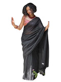 Suta Mul Cotton Woven Plain 5.5M Saree, Black