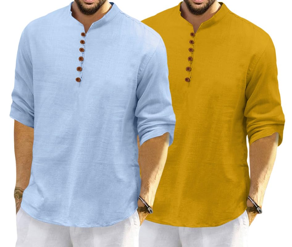 Royalscout Men'S Cotton Polyester Blend Solid Regular Fit Full Sleeve Short Kurta | Ethnic, Lightweight Summer Kurta For Daily &