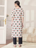 Pinkmint Kurta Set For Women Cotton Printed Straight Kurta With Pant (Pack Of 1) Multicolor18 M
