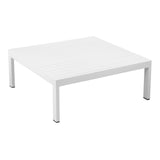 Benjara Cilo 32 Inch Outdoor Coffee Table, White Aluminum Frame, Rectangular Design